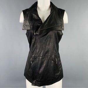 Kenna-T Real Leather‎ Black Biker Vest with Zip Pockets